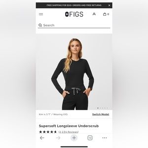 Figs Supersoft Longsleeve Underscrub - Size M - Black and White Bundle
